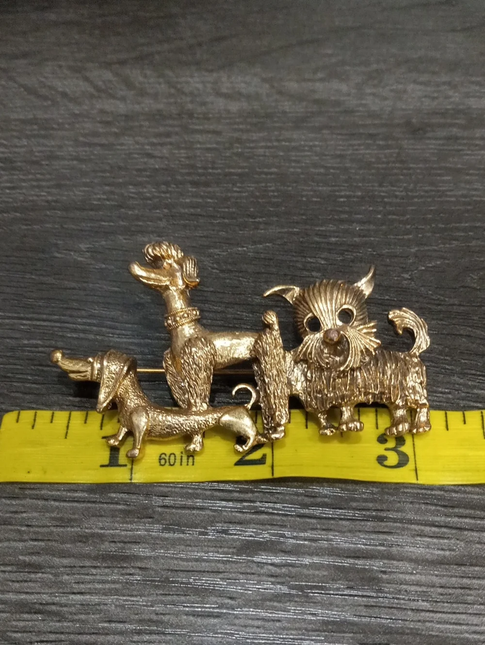 Multiple Dog Brooch Pin - Decorative Pets Accessory Gold Tone